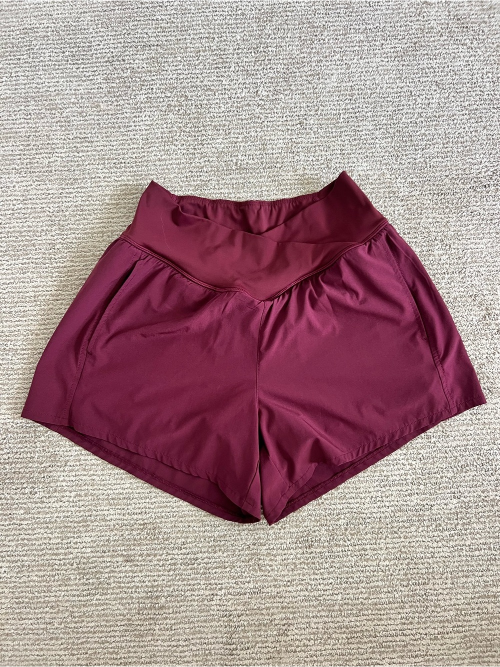 Women’s High-Waist Maroon Athletic Shorts